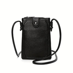 Crocodile Pattern Phone Bag Mini Crossbody PU Leather Vertical Shoulder Purse