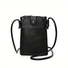 Crocodile Pattern Phone Bag Mini Crossbody PU Leather Vertical Shoulder Purse
