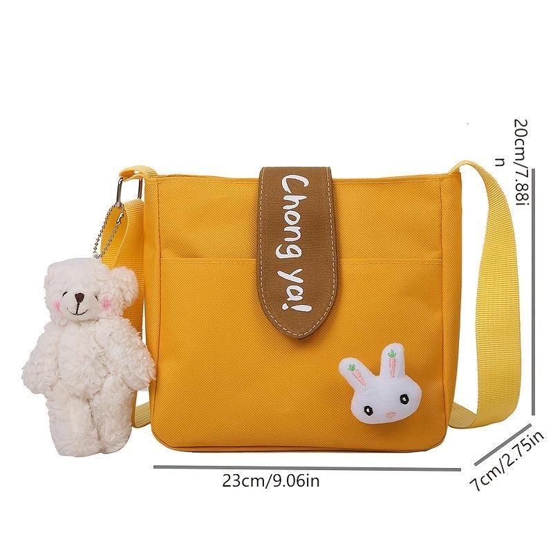 Canvas Shoulder Square Bag With Accessories