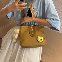 Canvas Shoulder Square Bag With Accessories