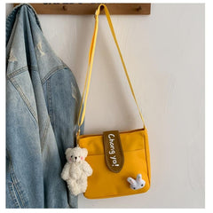 Canvas Shoulder Square Bag With Accessories