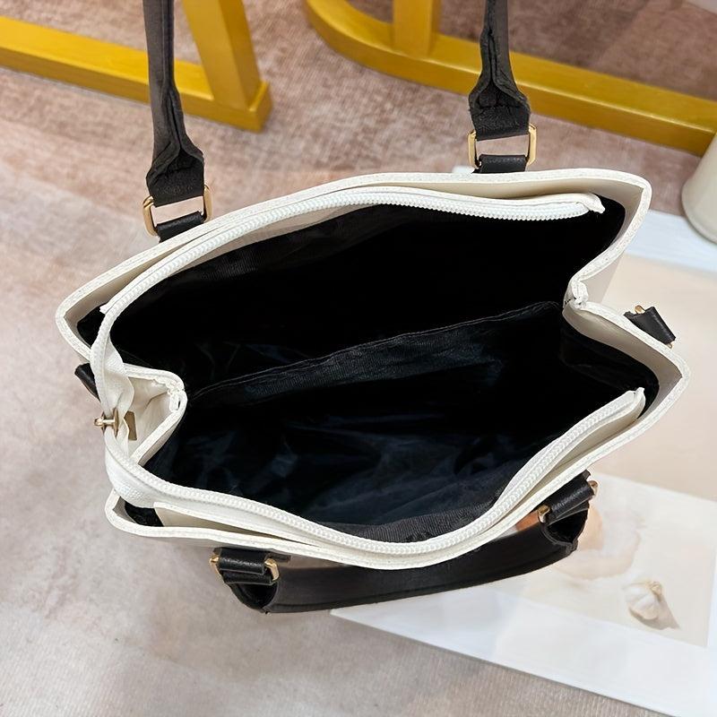Minimalist PU Crossbody Bag Top Handle Tote Bag Women's Casual Handbag