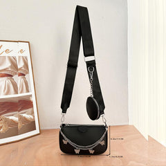 Butterfly Chain Crossbody Bag with Mini Wallet Set