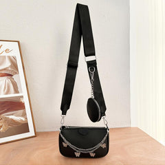 Butterfly Chain Crossbody Bag with Mini Wallet Set