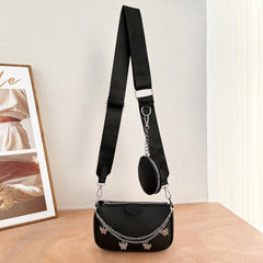 Butterfly Chain Crossbody Bag with Mini Wallet Set