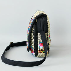 Ethnic Style Flower Embroidered Crossbody Bag