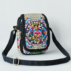 Ethnic Style Flower Embroidered Crossbody Bag