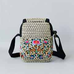 Ethnic Style Flower Embroidered Crossbody Bag