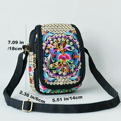 Ethnic Style Flower Embroidered Crossbody Bag