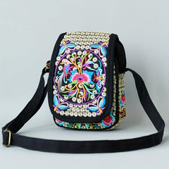 Ethnic Style Flower Embroidered Crossbody Bag