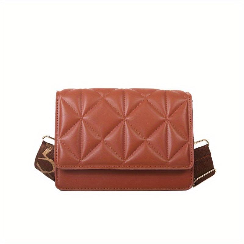 Argyle Quilted Crossbody Bag Wide Strap Shoulder Bag