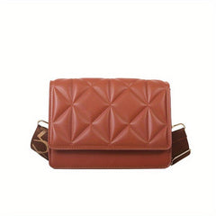 Argyle Quilted Crossbody Bag Wide Strap Shoulder Bag