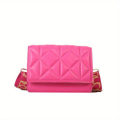 Argyle Quilted Crossbody Bag Wide Strap Shoulder Bag