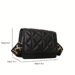 Argyle Quilted Crossbody Bag Wide Strap Shoulder Bag