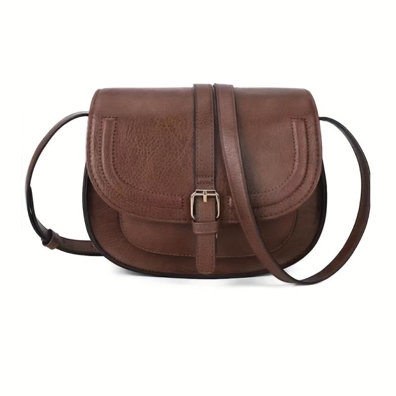Vintage Crossbody Saddle Bag Retro Vegan Shoulder Bag