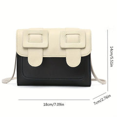 Colorblock Square Flap Bag Crossbody All Match Women's Purse