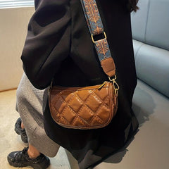 Vintage Crossbody Bag Ethnic Style Strap Argyle Embroidery Purse