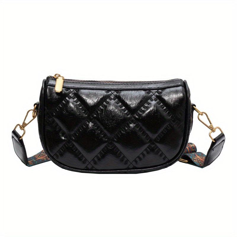 Vintage Crossbody Bag Ethnic Style Strap Argyle Embroidery Purse