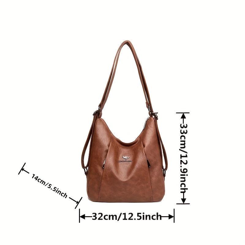 Metal Decor Hobo Bag Large Capacity Shoulder Backpack