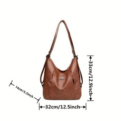 Metal Decor Hobo Bag Large Capacity Shoulder Backpack