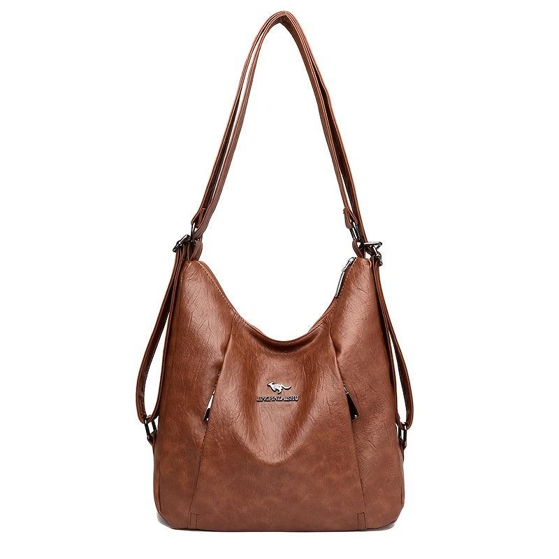 Metal Decor Hobo Bag Large Capacity Shoulder Backpack