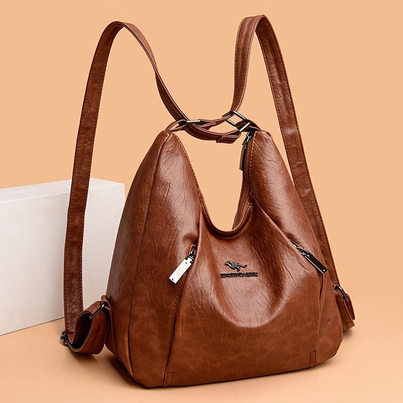 Metal Decor Hobo Bag Large Capacity Shoulder Backpack