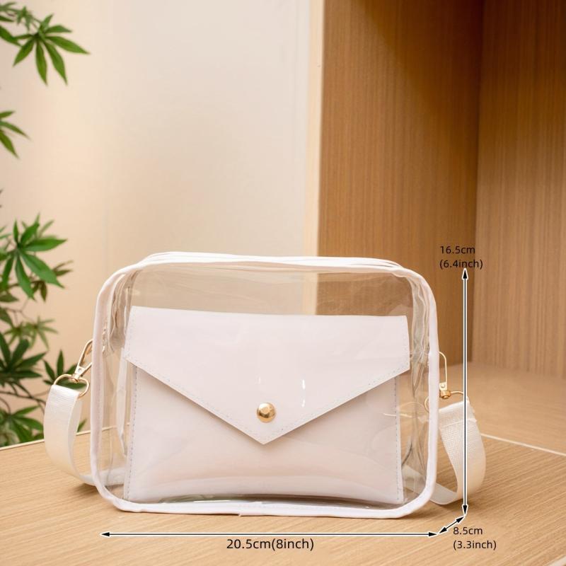 Transparent Crossbody Bag Waterproof PVC Square Bag Stadium Approved