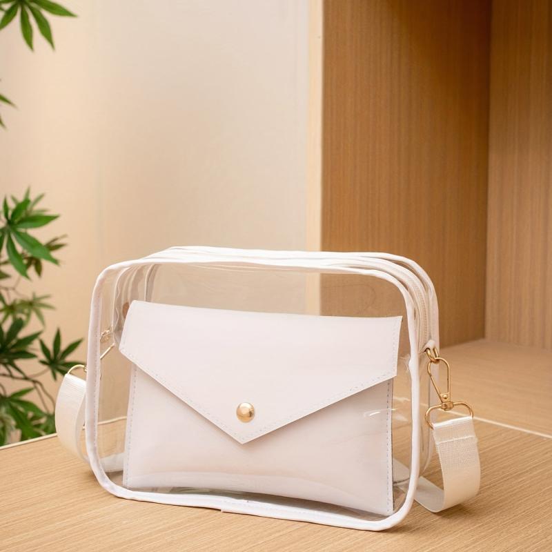 Transparent Crossbody Bag Waterproof PVC Square Bag Stadium Approved