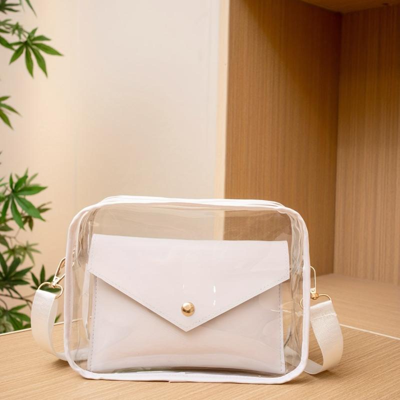 Transparent Crossbody Bag Waterproof PVC Square Bag Stadium Approved
