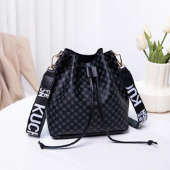 Geo Pattern Bucket Bag Small Drawstring Crossbody Bag Women's Shoulder Purse