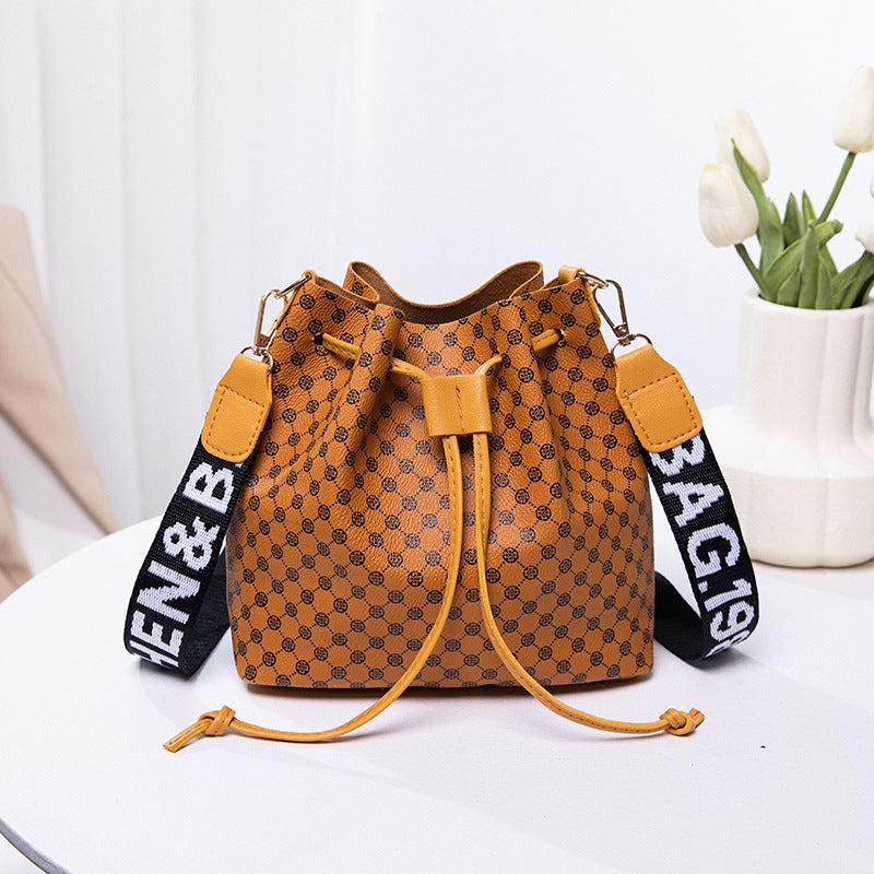 Geo Pattern Bucket Bag Small Drawstring Crossbody Bag Women's Shoulder Purse
