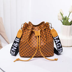 Geo Pattern Bucket Bag Small Drawstring Crossbody Bag Women's Shoulder Purse