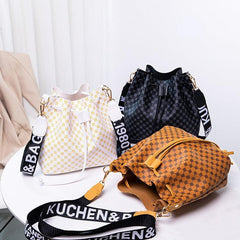 Geo Pattern Bucket Bag Small Drawstring Crossbody Bag Women's Shoulder Purse