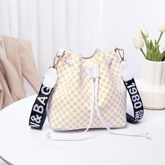 Geo Pattern Bucket Bag Small Drawstring Crossbody Bag Women's Shoulder Purse