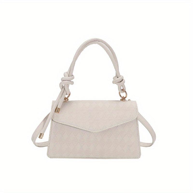 Rhombus Embossed Square Bag Minimalist Solid Crossbody Bag