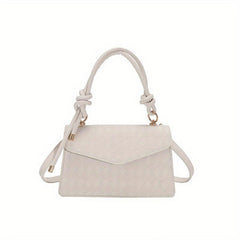 Rhombus Embossed Square Bag Minimalist Solid Crossbody Bag