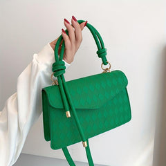Rhombus Embossed Square Bag Minimalist Solid Crossbody Bag