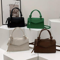 Rhombus Embossed Square Bag Minimalist Solid Crossbody Bag