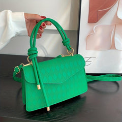 Rhombus Embossed Square Bag Minimalist Solid Crossbody Bag