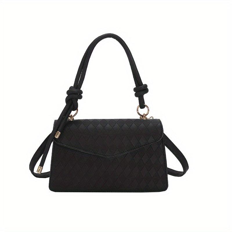 Rhombus Embossed Square Bag Minimalist Solid Crossbody Bag