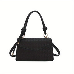 Rhombus Embossed Square Bag Minimalist Solid Crossbody Bag