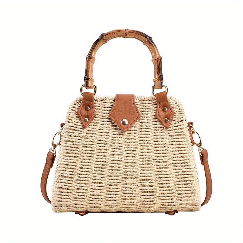 Boho Straw Crossbody Bag for Women