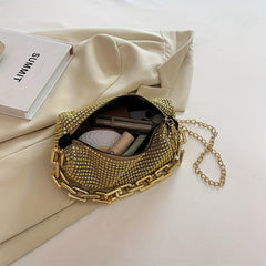 Glitter Rhinestone Bucket Bag Chain Handbags Sparkly Crossbody Bag