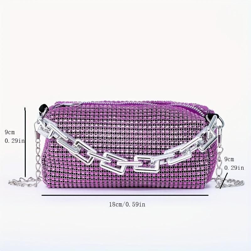 Glitter Rhinestone Bucket Bag Chain Handbags Sparkly Crossbody Bag