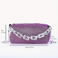 Glitter Rhinestone Bucket Bag Chain Handbags Sparkly Crossbody Bag