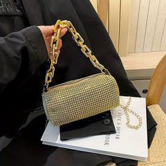 Glitter Rhinestone Bucket Bag Chain Handbags Sparkly Crossbody Bag
