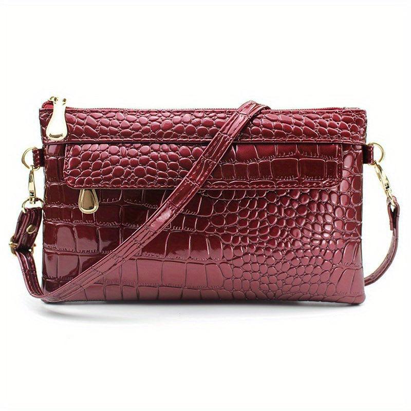 Crocodile Pattern Crossbody Bag PU Leather Shoulder Phone Bag