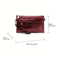 Crocodile Pattern Crossbody Bag PU Leather Shoulder Phone Bag