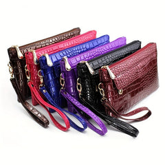 Crocodile Pattern Crossbody Bag PU Leather Shoulder Phone Bag