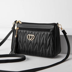 Chevron Quilted Crossbody Bag PU Shoulder Bag Women's Casual Handbag